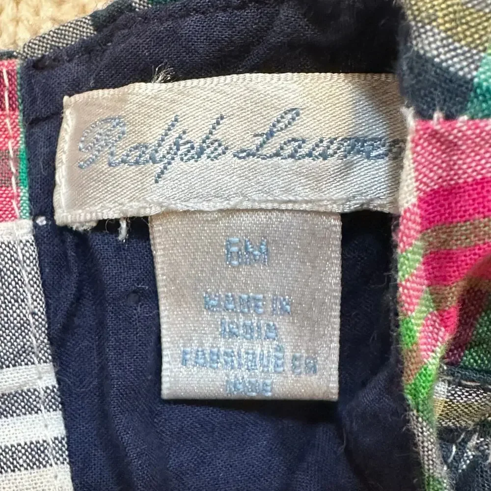 Polo Ralph Lauren Baby Girls Patchwork Madras Dress sz 6 months